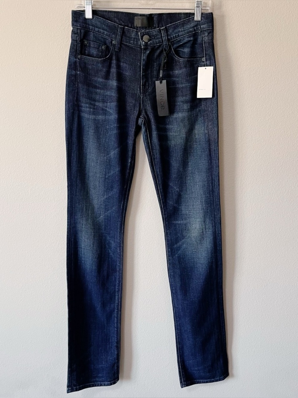 VINCE NWT Cigarette Jean Dark Crimson Blue Size 26 Lowrise Straight Leg
